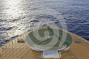 Helipad big ship in ocean