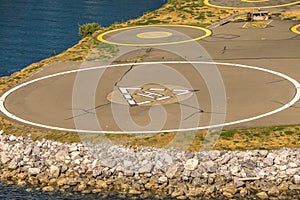 Helipad on coast of ocean