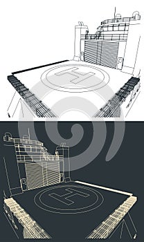 Helipad on an expedition ship close-up