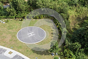 Helipad for helicopter landing within greenery