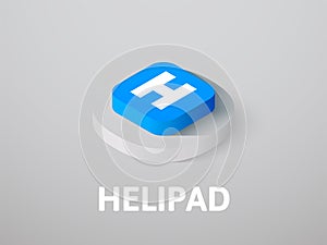 Helipad isometric icon, isolated on color background