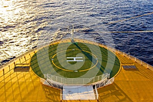 The helipad of a large cruise ship