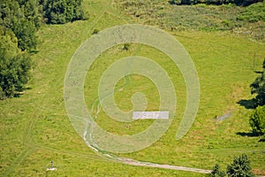 Helipad in the middle of the lawn.