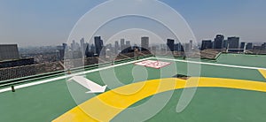 helipad on the roof of an apartment building for helicopter landing