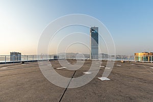 Helipad on the roof of a modern skyscraper