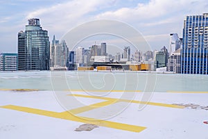 Helipad on the roof of a skyscrape