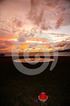 Helipad on a scenic sunset view in a tropical climate