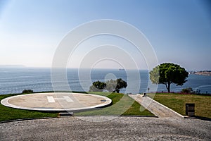 Helipad and sea at Çanakkale Martyrs' Cemetery