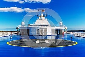 Helipad on upper deck of ship