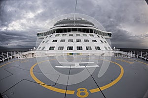 Helipad on upper deck of ship