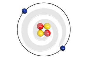 Helium Atom Bohr model with proton, neutron and electron