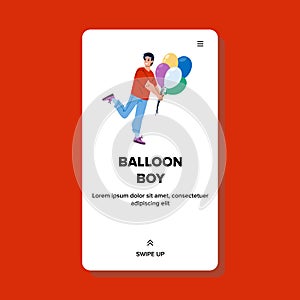 Helium Balloon Holding Young Man On Party Vector
