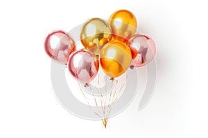 Helium balloons on isolated white back.