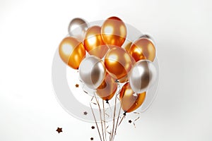 Helium balloons on isolated white back.