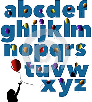 Helium filled party balloons adorn all the letters of the alphabet that can be cut and pasted into headlines or other uses