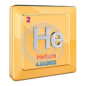 Helium He icon, chemical element sign. 3D rendering