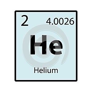 Helium periodic table element color icon on white