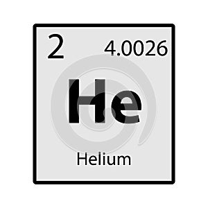 Helium periodic table element gray icon on white background