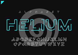 Helium vector minimalist futuristic linear alphabet, typeface, l