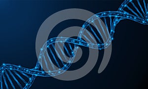 The helix of the DNA cell. Low-poly cellular structure of the genome of a living organism.