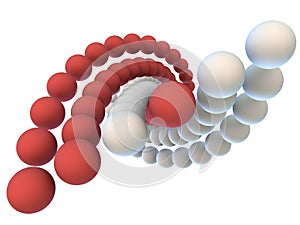 A helix formed by six chains of balls