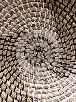 Helix textures of waved staw basket