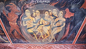 Hell devils women scene fresco