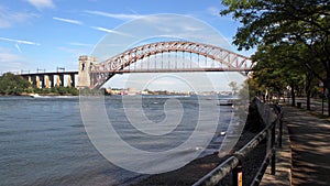 Hell Gate Bridge, view from Astoria Park, Queens, NY, USA