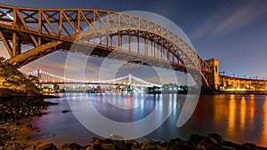 Hell Gate and Triboro bridge by night