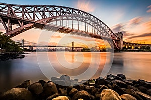Hell Gate and Triboro bridge at sunset