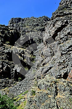 Hell`s Canyon Oregon and Idaho volcanic rock and limestone geologic feature vertical