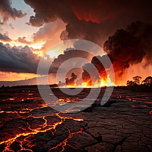 Hell sunset. Hell's Fire - Flames, fire and sunset