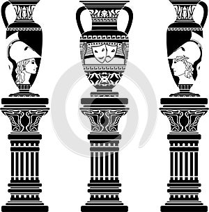 Hellenic jugs with columns photo