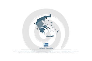 Hellenic Republic isolated map and Greek official flag icons