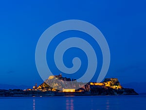 Hellenic temple and old castle at Corfu