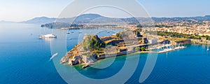 Hellenic temple and old castle at Corfu, Greece photo