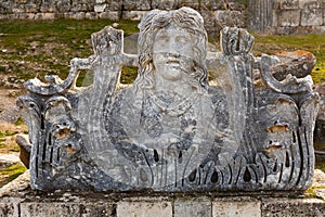 Hellenistic acroterion on ruins of Temple of Zeus in Aizanoi, Turkey