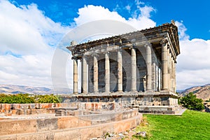 Hellenistic ancient pagan Garni temple in Armenia. Sunny day