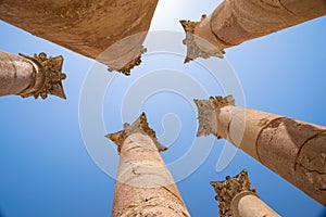 Hellenistic columns of the Temple of Artemis - Jerash - Jordan