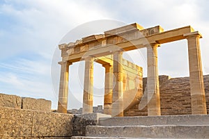 Hellenistic stoa on Acropolis of Lindos, Rhodes Island, Greece