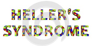 Heller's syndrome, a text made of colorful puzzle patterns, 3D illustration