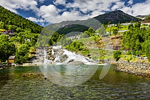 Hellesyltfossen waterfall at Hellesylt