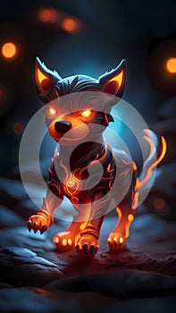 Hellhound 3d cartoon character illustration ai generated