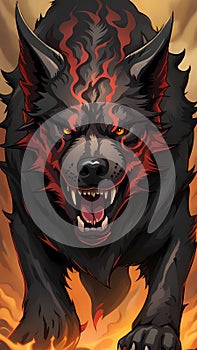 Hellhound cartoon character design illustration ai generated