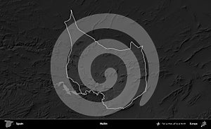 Hellin highlighted, Spain. Grayscale