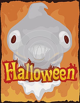 Hellish Ghost on Fire for Halloween Celebration, Vector Illustration