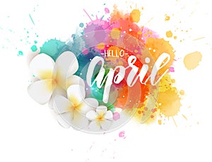 Hello April - floral spring concept background photo