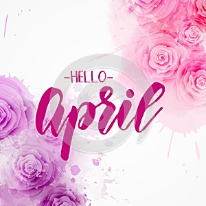 Hello April - floral spring concept background