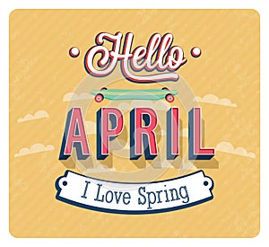 Hello april typographic design.