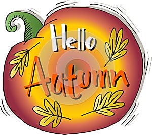 Hello Autum hand lettering calligraphy.